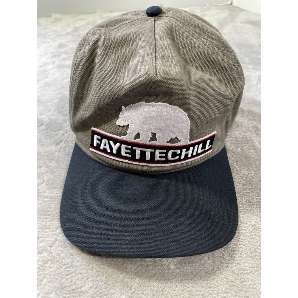 Fayettechill Hat Cap‎ Mens OSFM Snapback Gray Outdoor Camping Patch Bear